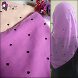 Cream Pink Scarf With Purple Squares